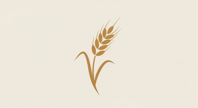 Single Golden Wheat Stalk Flat Illustration Minimalist Agriculture Symbol