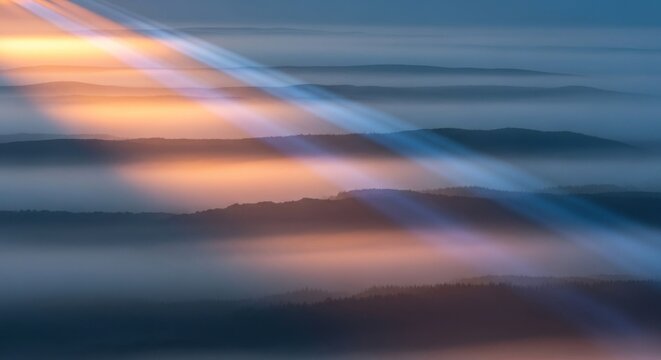 Blurry ocean waves at sunset.