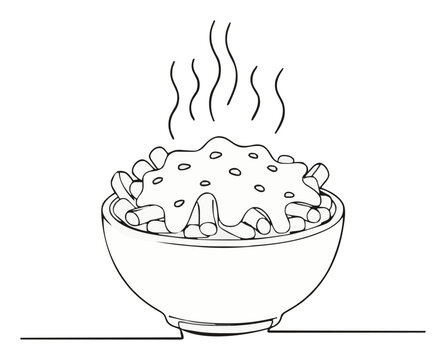 Canadian Poutine Bowl Minimalist Food Icon. Generative AI