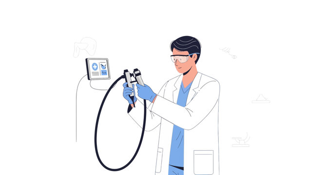 Doctor holds medical device, medical technology, digital health, diagnostic equipment