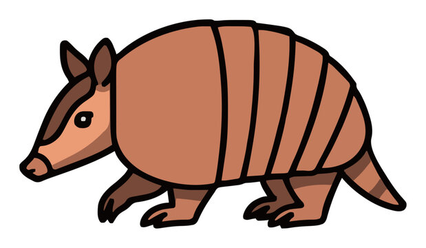Nine-banded armadillo side view wildlife animal vector. Generative AI