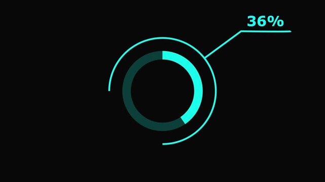 Animated Teal Progress Circle with 95 Percent Completion on Black Background for Infographics and Data Visualization.