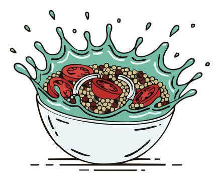 Healthy quinoa salad icon isolated on white background. Generative AI