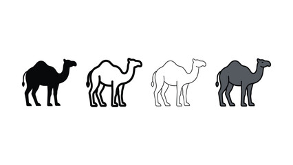 Camel vector silhouette collection during desert safari for travel concept Isolated on white background © Sharif