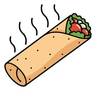 Mexican burrito wrap icon isolated on white background. Generative AI