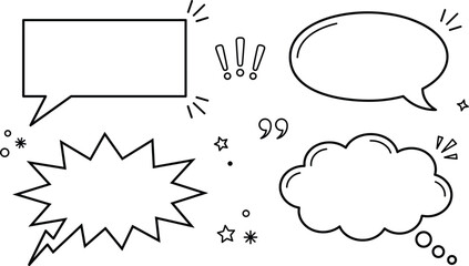 Obraz premium Speech bubble vector icon set featuring comic dialogue cloud thought box exclamation and blank chat line art elements