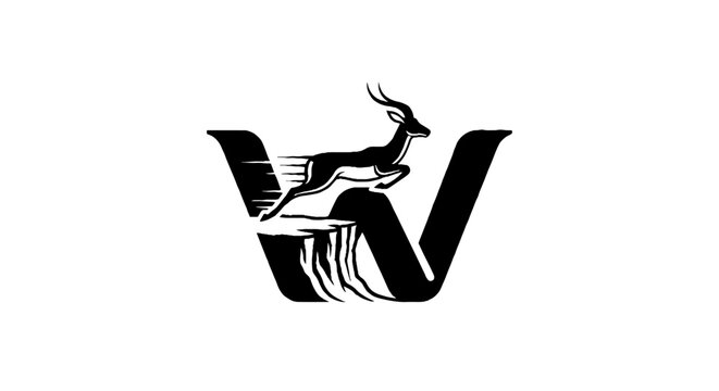 Black and white logo with springbok and letter W design.