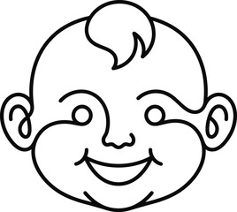 Fototapeta premium Minimalist outline icon of a cute baby face.