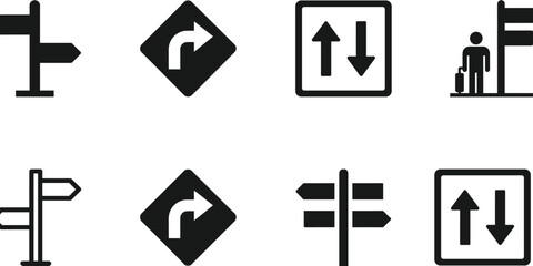 Set of Road and Directional Sign Icons road sign traffic sign © Mst