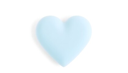 Fototapeta premium A light blue heart symbol is displayed prominently on a white surface.