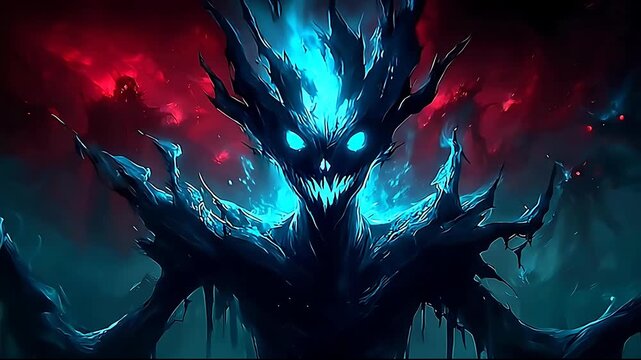 Glowing Blue Monster Fantasy Art.