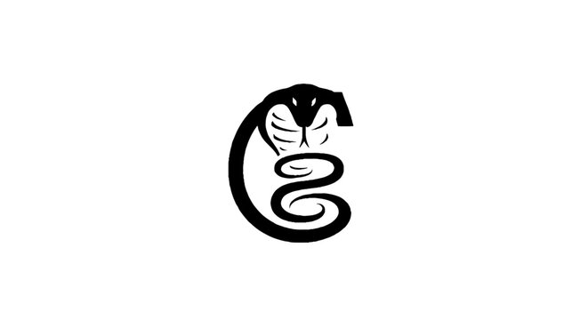 Black and white stylized snake logo design.