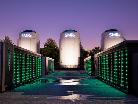 Smr or small modular nuclear reactors with energy storage system or battery container units