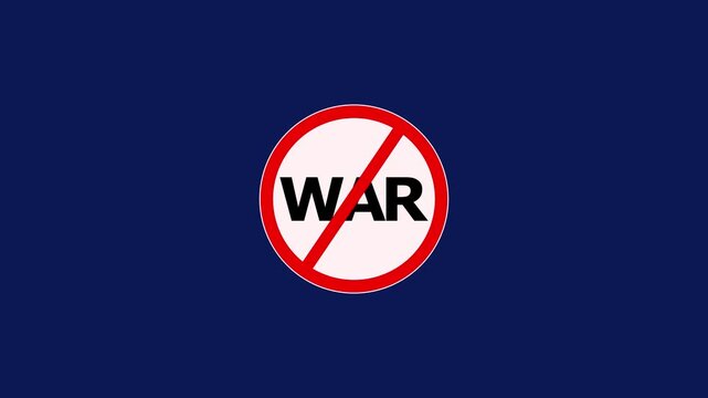No War Symbol with Red Circle and Diagonal Line on Blue Background peace stop
