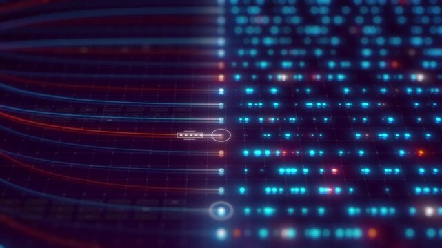 AI Infrastructure Network Processing Binary Data Flow Through Intelligent Digital Architecture Animation