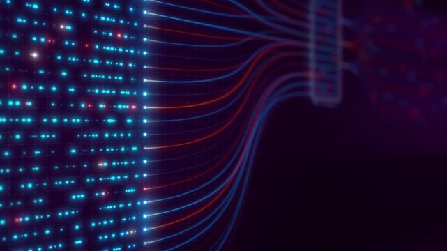 AI Infrastructure Network Processing Binary Data Flow Through Intelligent Digital Architecture Animation