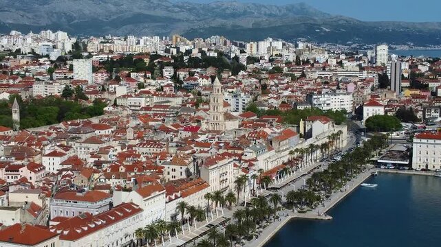 Aerial view of split city and waterfront in croatia
