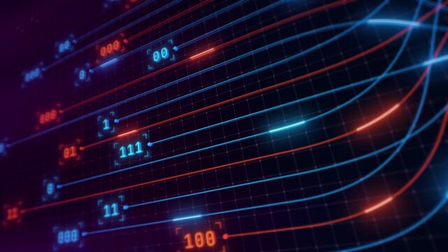 AI Infrastructure Network Processing Binary Data Flow Through Intelligent Digital Architecture Animation