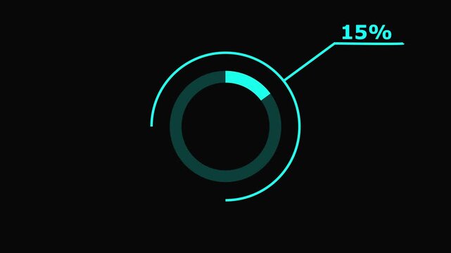 Animated Teal Progress Circle with 35 Percent Completion Rate on Black Background for Infographics and Data Visualization.