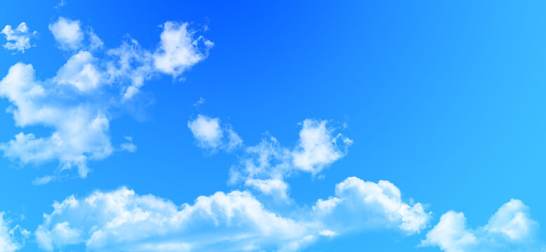 Scattered fluffy clouds moving across deep blue sky perfect for tranquil natural backgrounds and peaceful outdoor environment designs