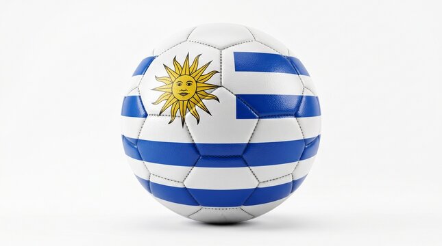 Soccer ball with the flag of uruguay isolated on white background