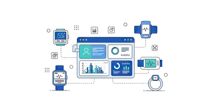 Health and Fitness Data Analytics Dashboard with Connected Wearable Devices like Smartwatches and Smart Ring for Vital Sign Monitoring