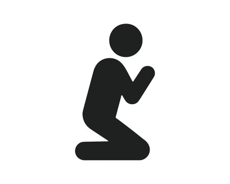 Kneeling businessman silhouette praying perfect for representing corporate request hope and submission