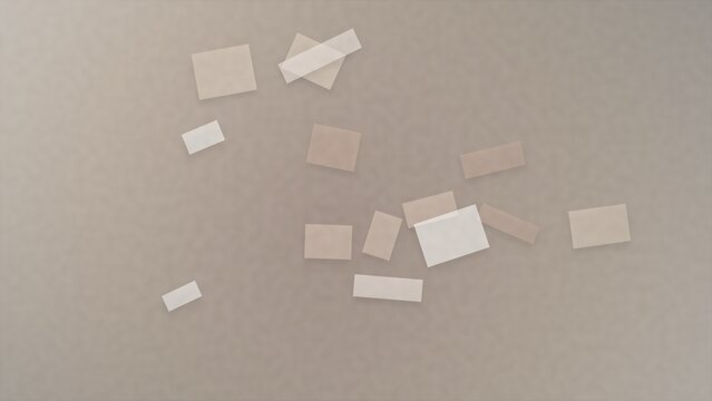 Scattered abstract paper shapes on a neutral background