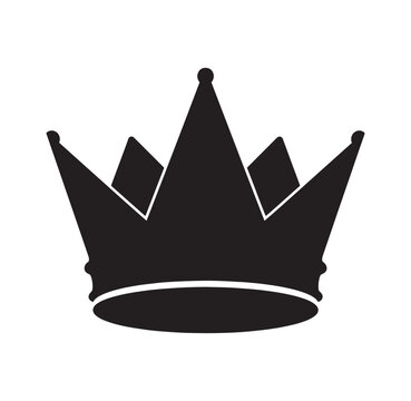 Black silhouette of a royal crown icon with silhouette leadership nobility isolated background authority achievement princess imperial
