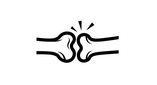 Illustration of two bones rubbing together causing pain.