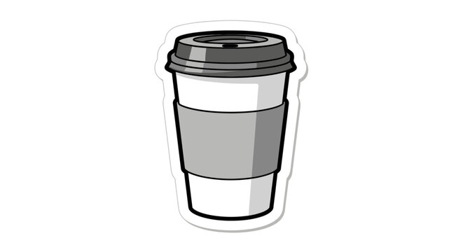 Simple Illustration of a Disposable Coffee Cup with Lid.