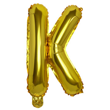 Gold Foil Letter K Balloon for Celebration Design on Transparent Background png