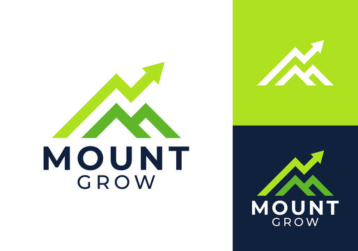 abstract mountain with arrow growth logo design