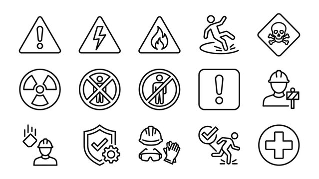 Collection of warning and safety icons.