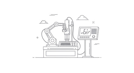 Fototapeta premium Industrial Robotic Arm Outline Illustration