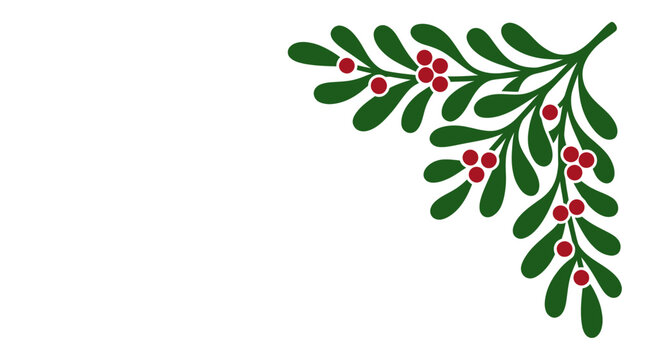 Mistletoe Corner Border Vector Illustration