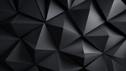 Fototapeta premium 3d black diamond pattern abstract wallpaper with dark geometric triangular gradient shapes, luxury monochrome texture background, modern digital polygon surface design, futuristic black crystal geomet