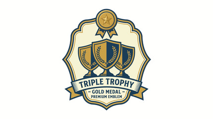 Fototapeta premium Triple Trophy Gold Medal Award Symbol.