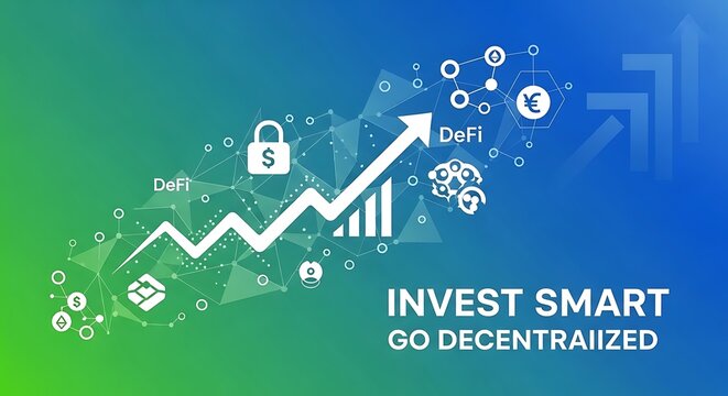 Invest smart go decentralized blockchain finance concept.