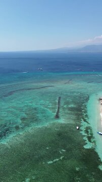 Vertical Aerial 4K Drone Footage Gili Air Island Lombok Indonesia Tropical Beach Reels