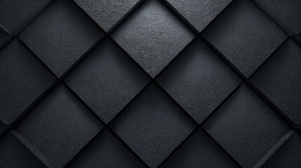 Fototapeta premium 3d black diamond pattern abstract wallpaper with dark geometric texture, luxury digital background featuring embossed diamond grid design, modern black textured graphics poster backdrop for premium br