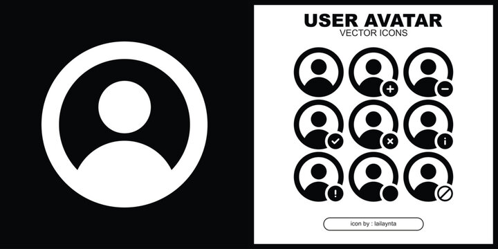 Avatar User Glyph Outline Circle Icon Set for Profile, Account, Member and UI Interface Design