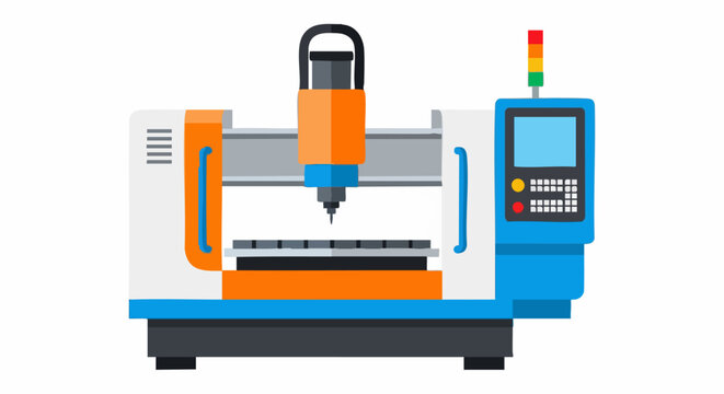 Modern CNC Milling Machine Illustration.