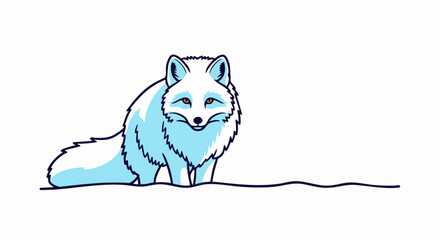 Fototapeta premium Arctic fox sitting in the snow.