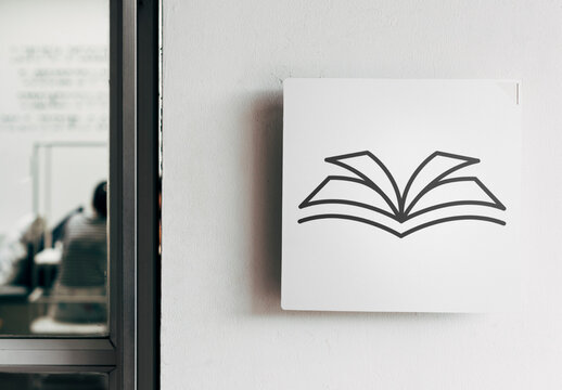 Minimalist Library Sign Mockup Design PSD