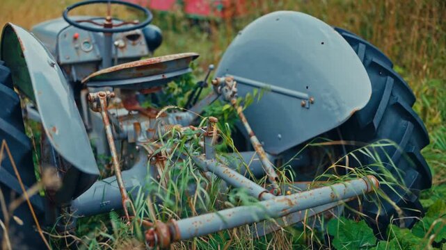 Abandoned Vintage Grey Ferguson Tractor - Close Up