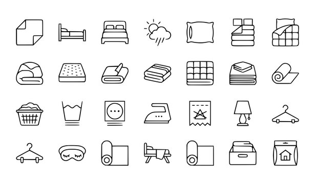 Laundry and bedding icons for organization and household management