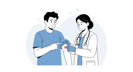 Obraz premium Doctor Examining Patient's Skin Rash or Injury during Medical Consultation