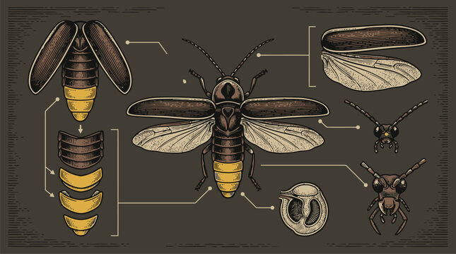 Bee Anatomy Vector Illustration for Scientific Education and Research.