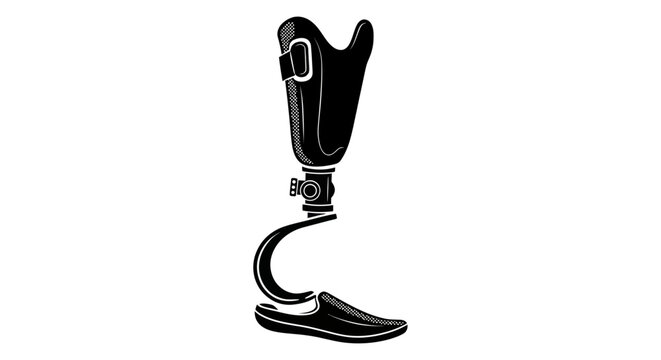 Modern Prosthetic Leg Silhouette Vector Icon